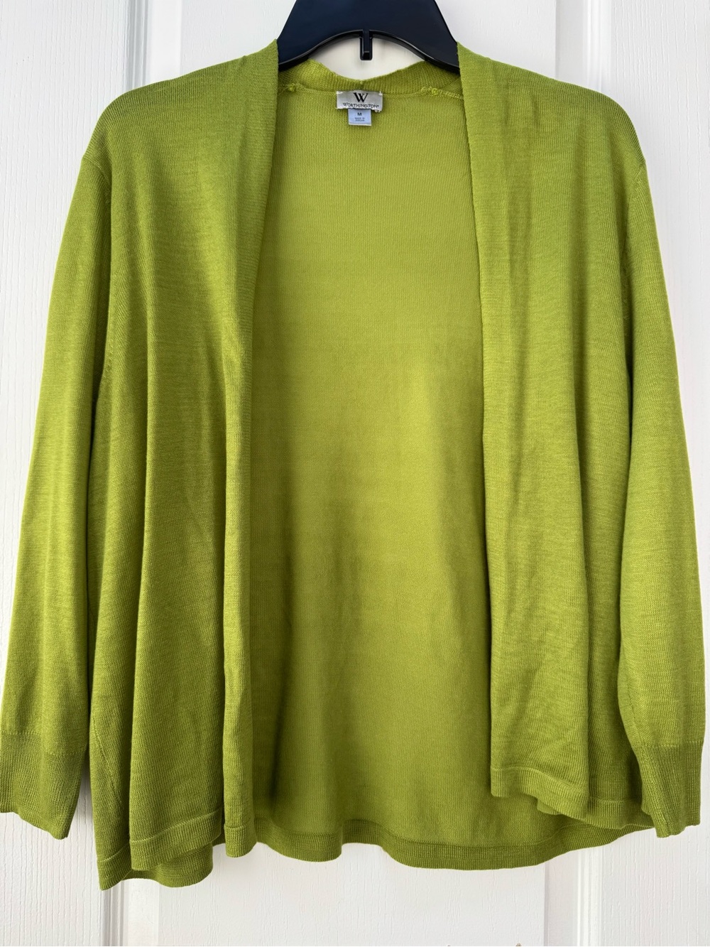 Worthington Open-Front Cardigan in Chartreuse Green